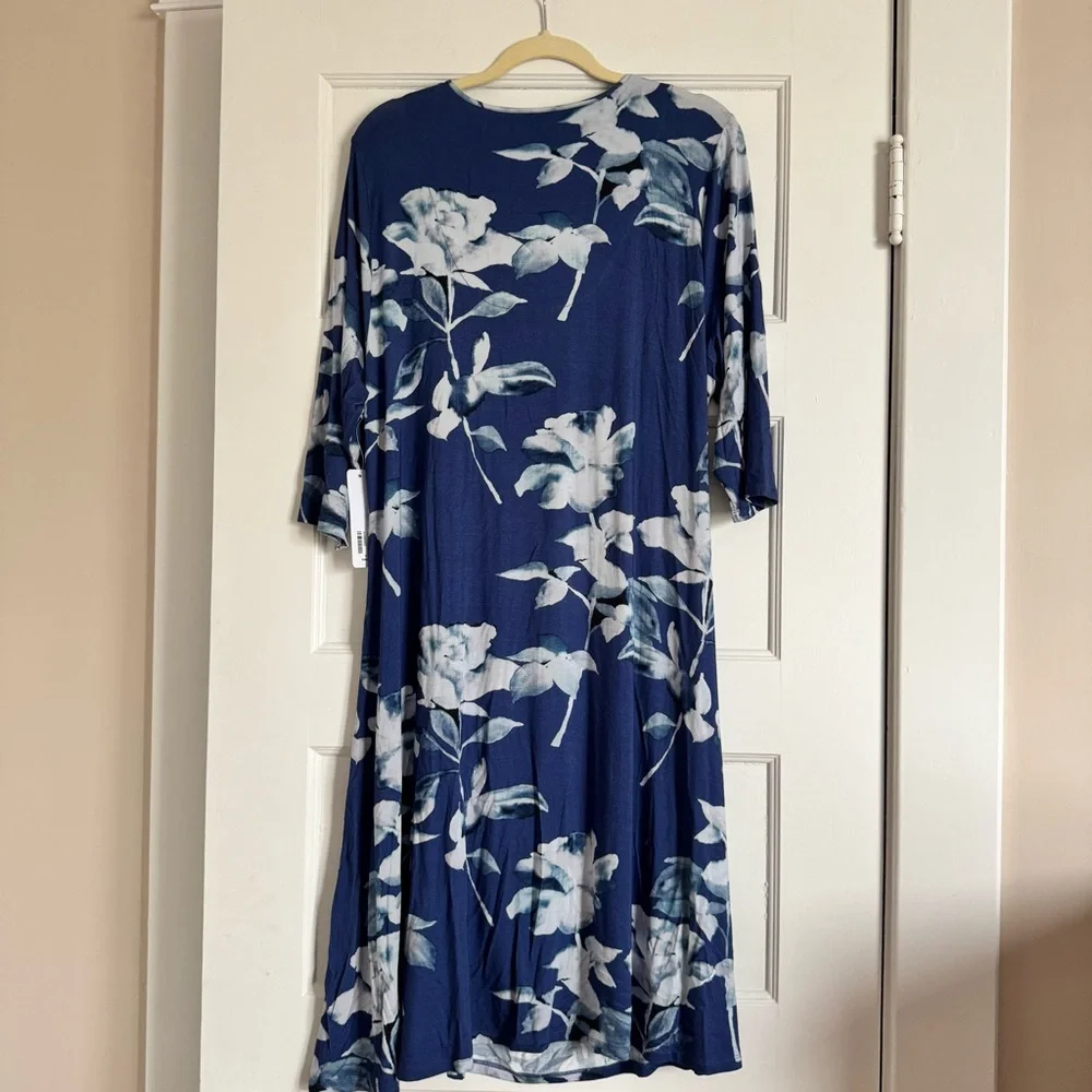 SOFT SURROUNDINGS NWT Hyannis Navy Floral Rose Casual Dress Size 1X Women’s - Picture 5 of 6